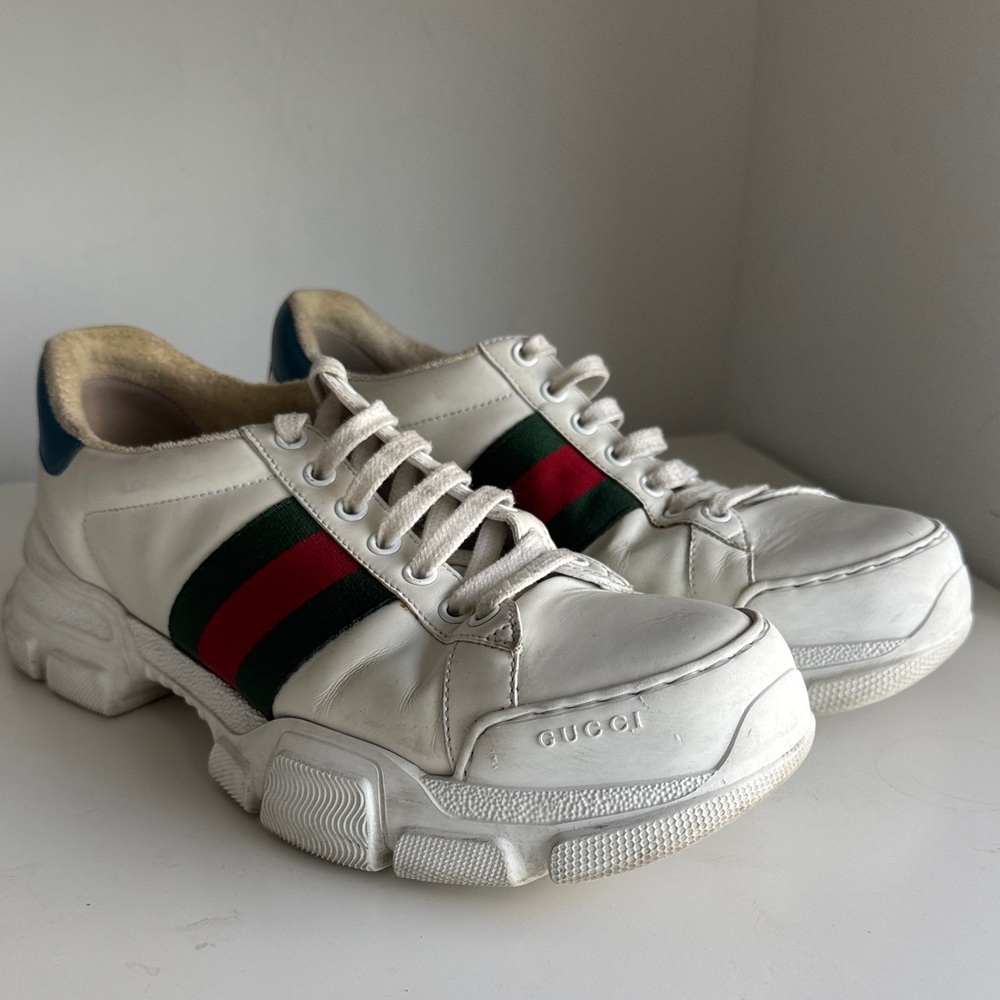 Gucci Men's White Sneakers with Red and Green Accents (size 41). - Picture 7 of 10